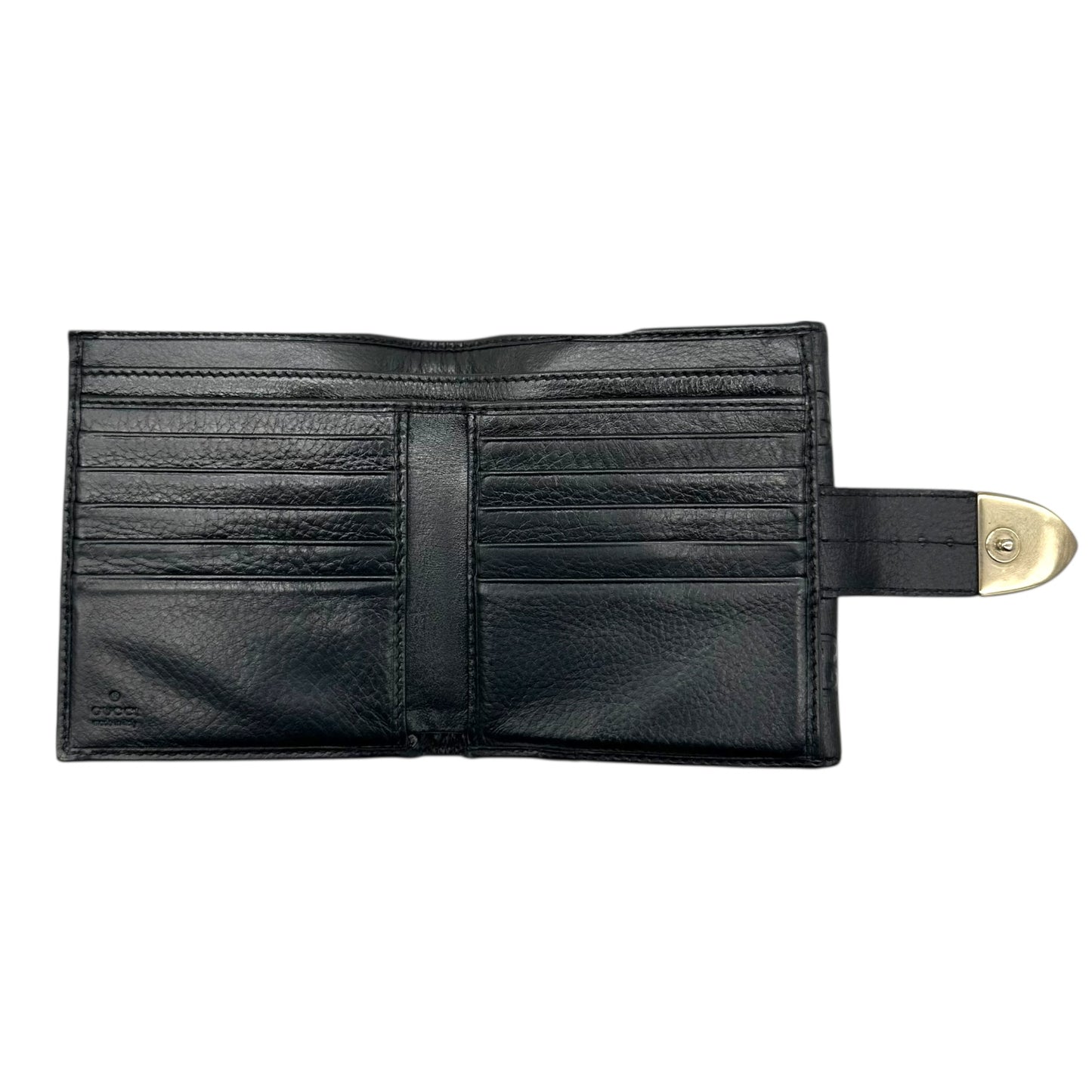 Gucci Black Guccissima Embossed Monogram Bi-Fold Wallet - Outfit Repeater
