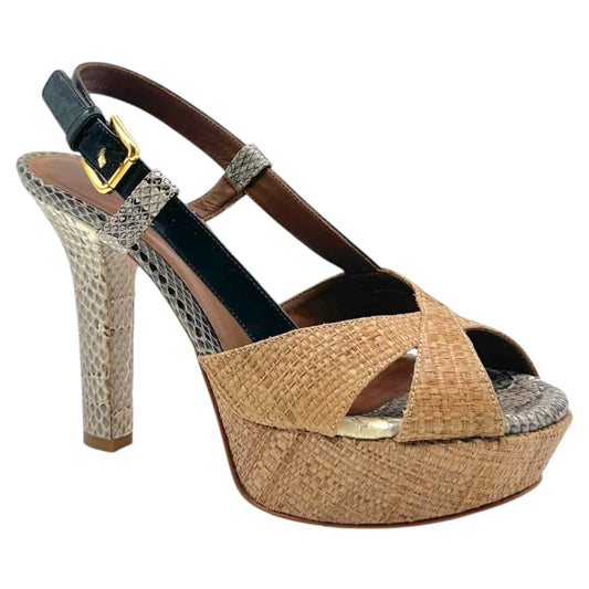 Dolce & Gabbana Raffia Python Platform Sandal Heels