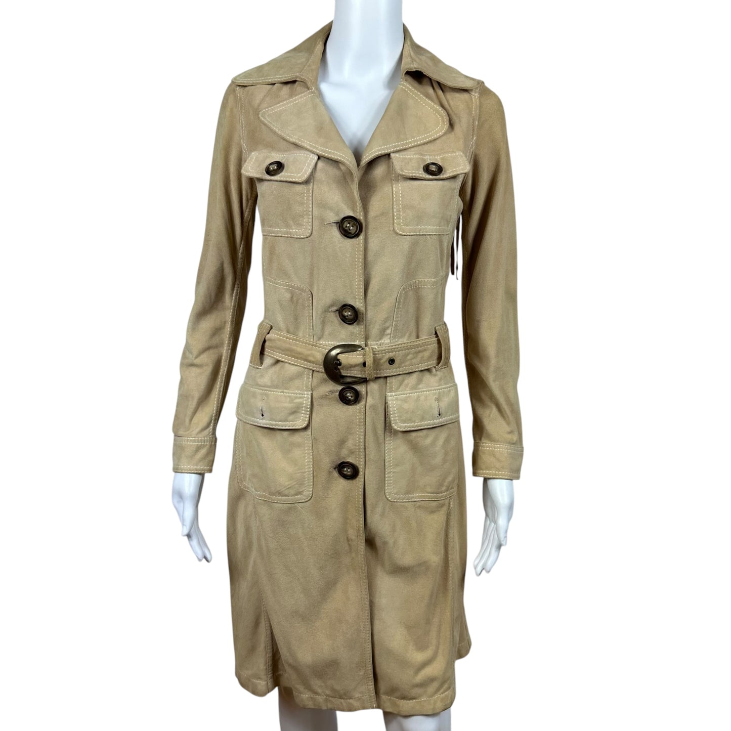 D&G Dolce & Gabbana Tan Suede Fringe Trench Coat - Outfit Repeater
