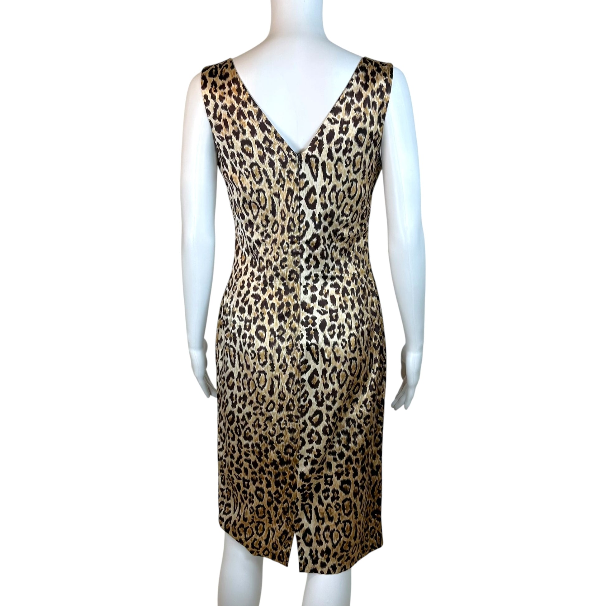 D&G Leopard Print Satin Bodycon Midi Dress