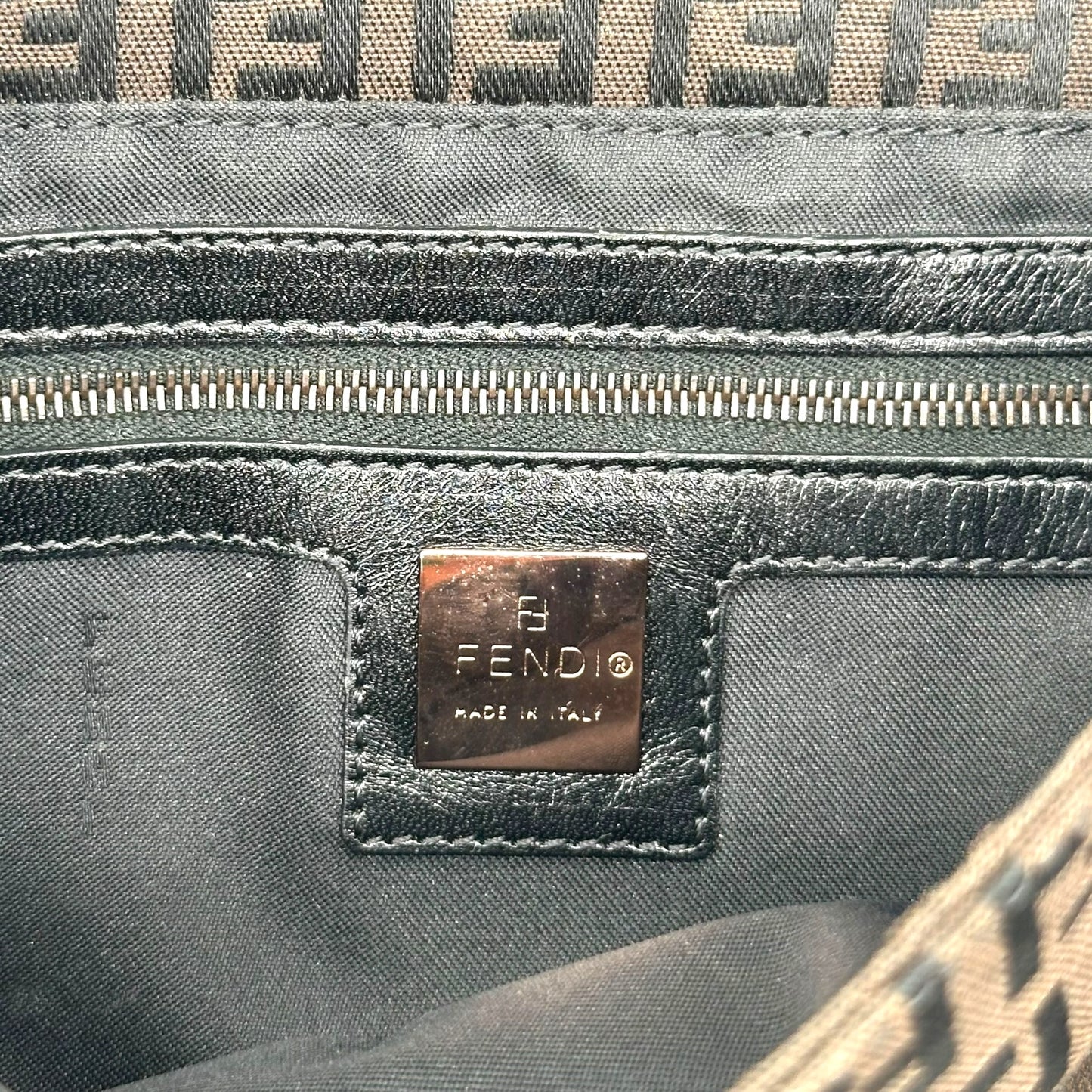 Fendi Black & Brown Zucchino Baguette Bag