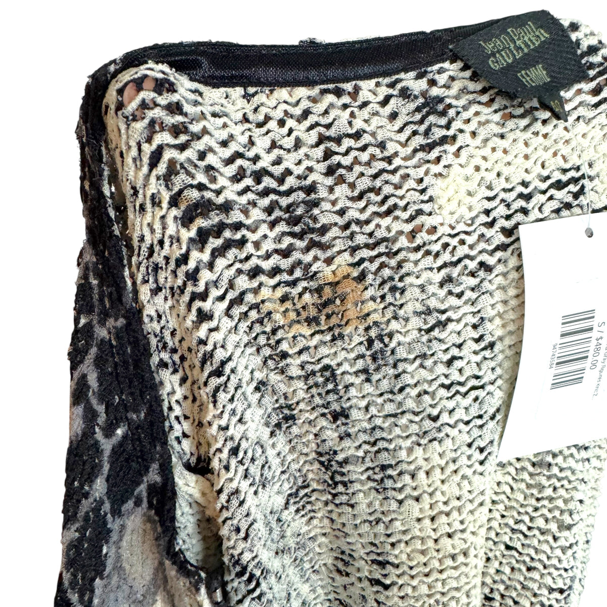 Jean Paul Gaultier Black & Gray Figures Knit Zip-Up Cardigan