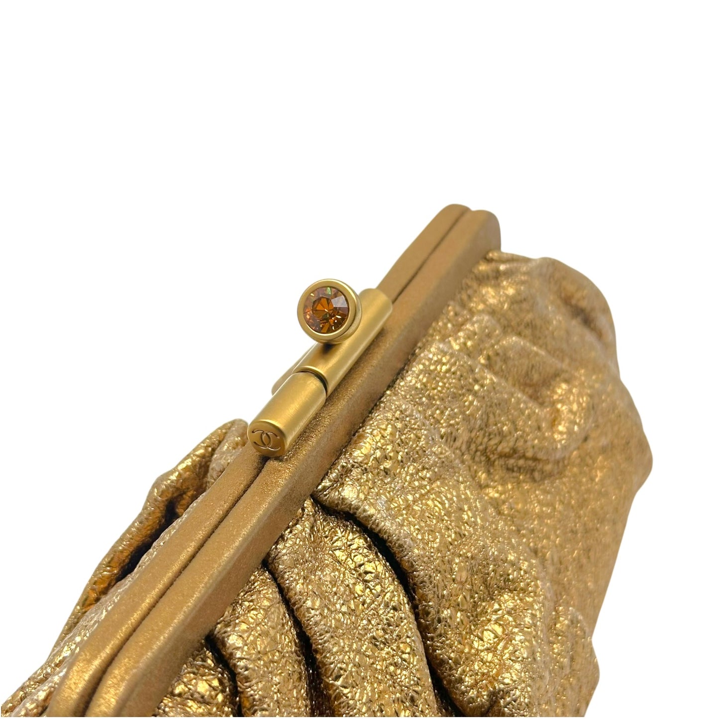 Chanel Gold Crinkled Leather Clutch Bag 2006-08