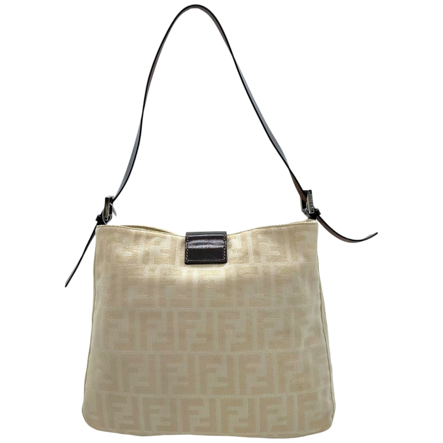 Fendi Ivory Zucca Monogram Square Baguette Shoulder Bag - Outfit Repeater