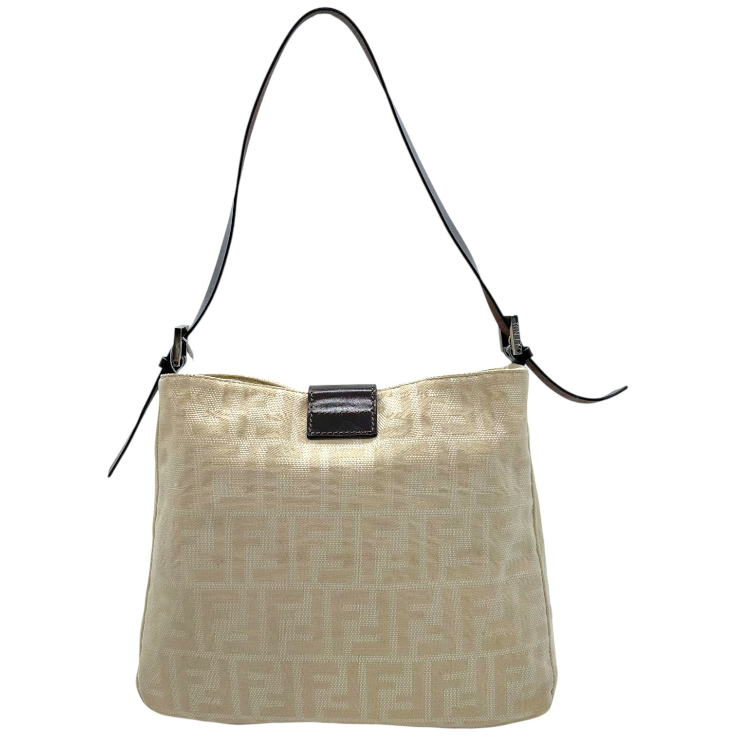 Fendi Ivory Zucca Monogram Square Baguette Shoulder Bag - Outfit Repeater