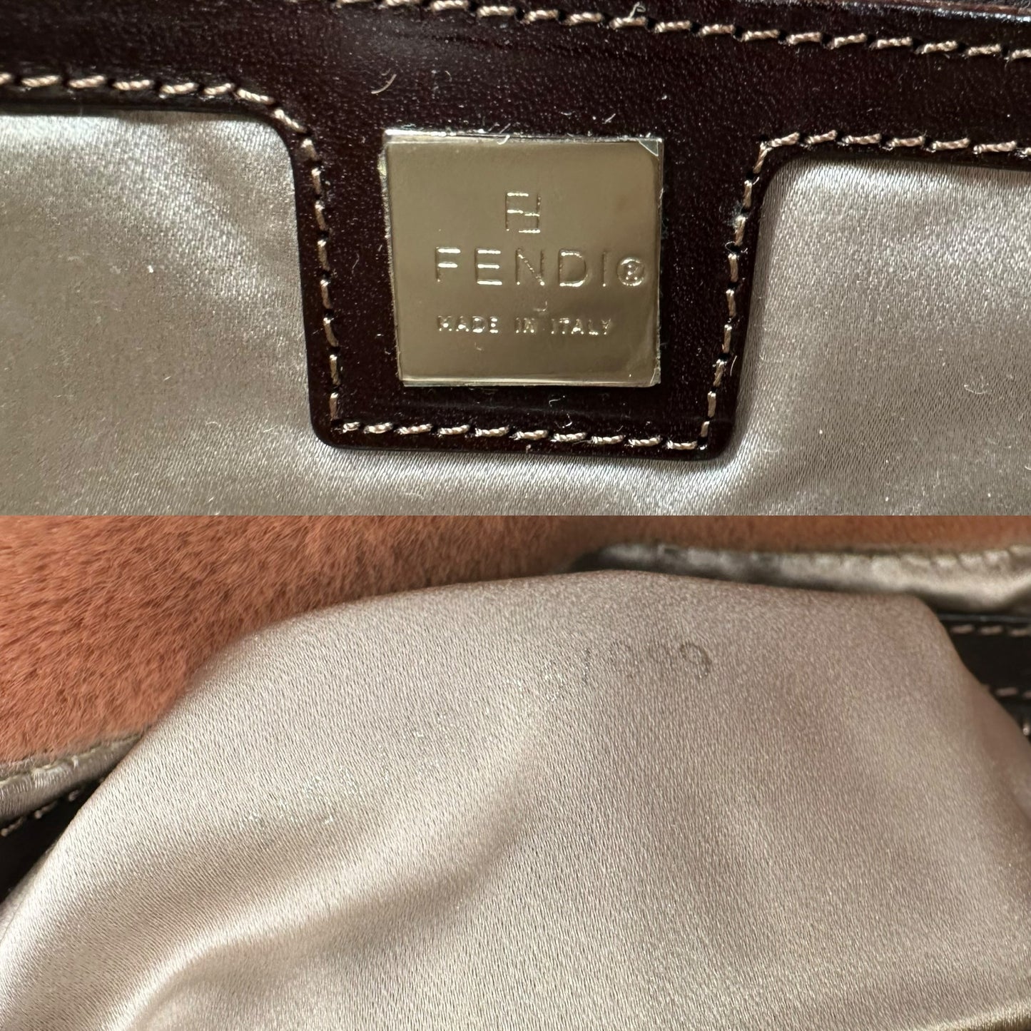 Fendi Tan Fur Mama Baguette Bag