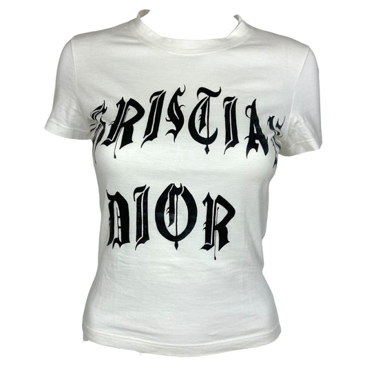 Christian Dior Black White Old English Logo T-Shirt