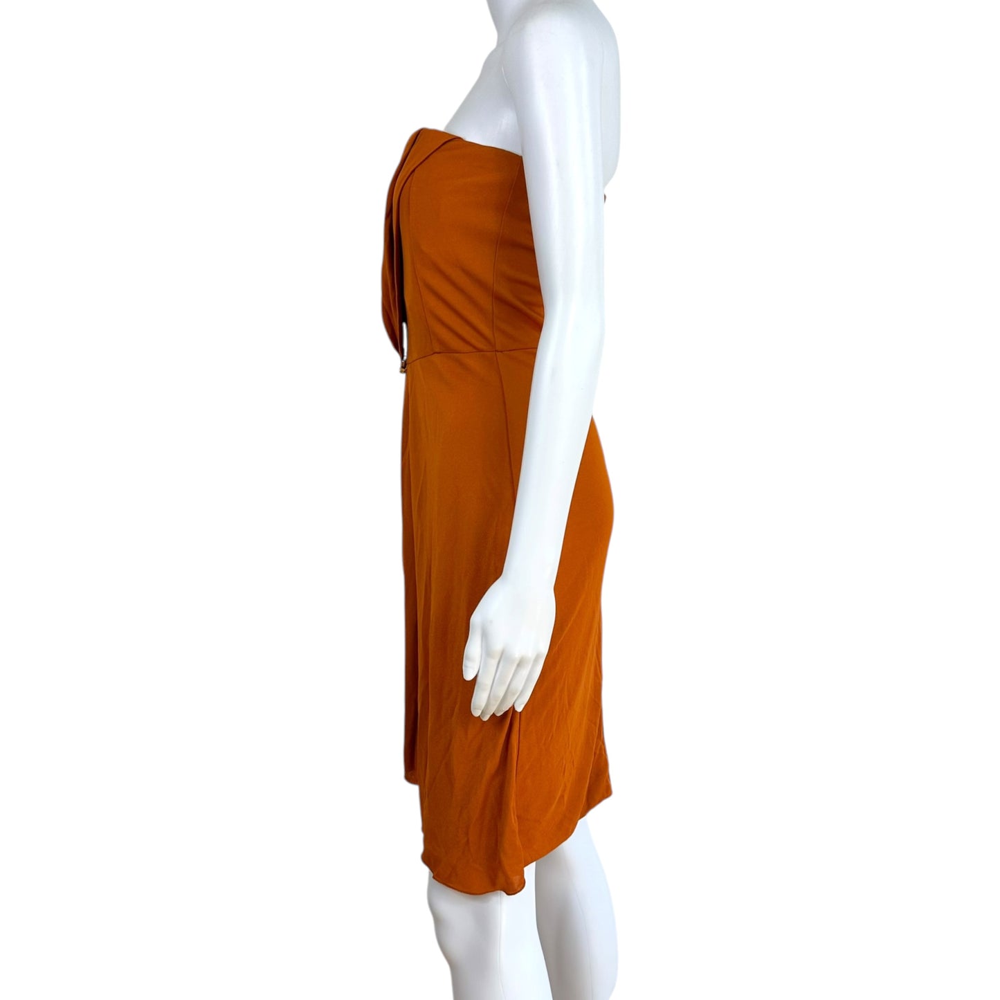 Gucci Burnt Orange Strapless Mini Dress w/ Bamboo Brooch