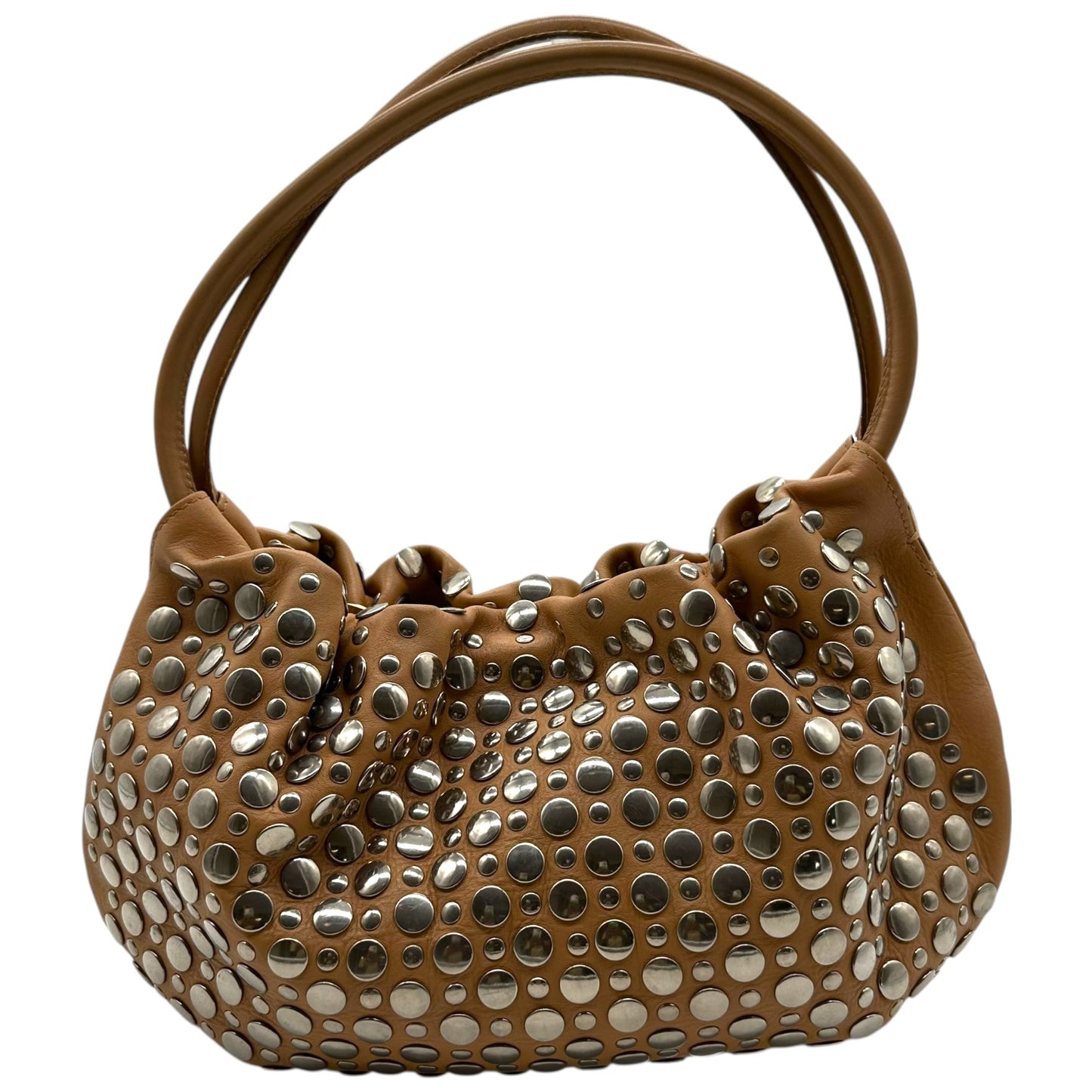 Sonia Rykiel Silver & Tan Studded Domino Bag