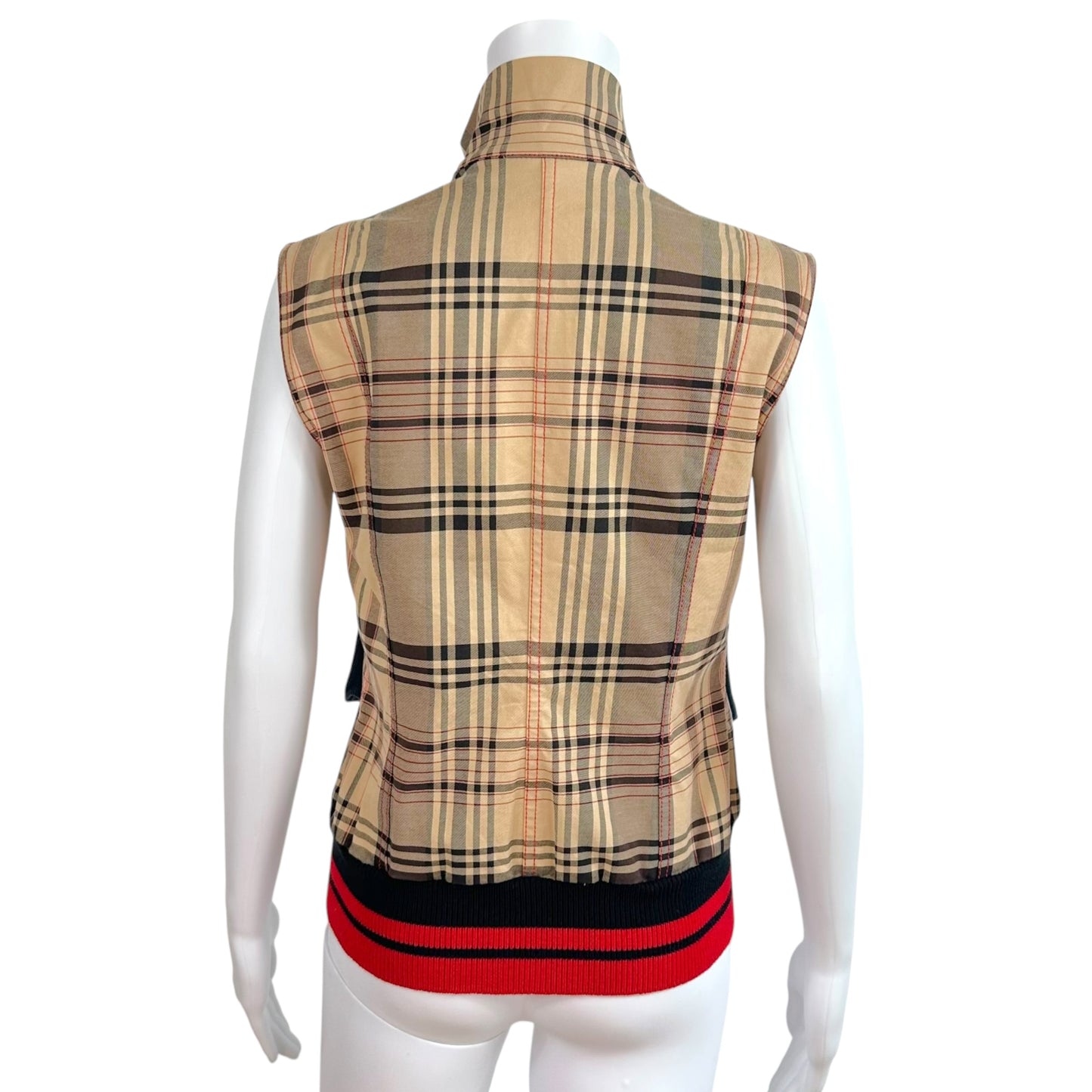 Christian Dior Multi-Pocket Sleeveless Vest Tan Plaid Denim