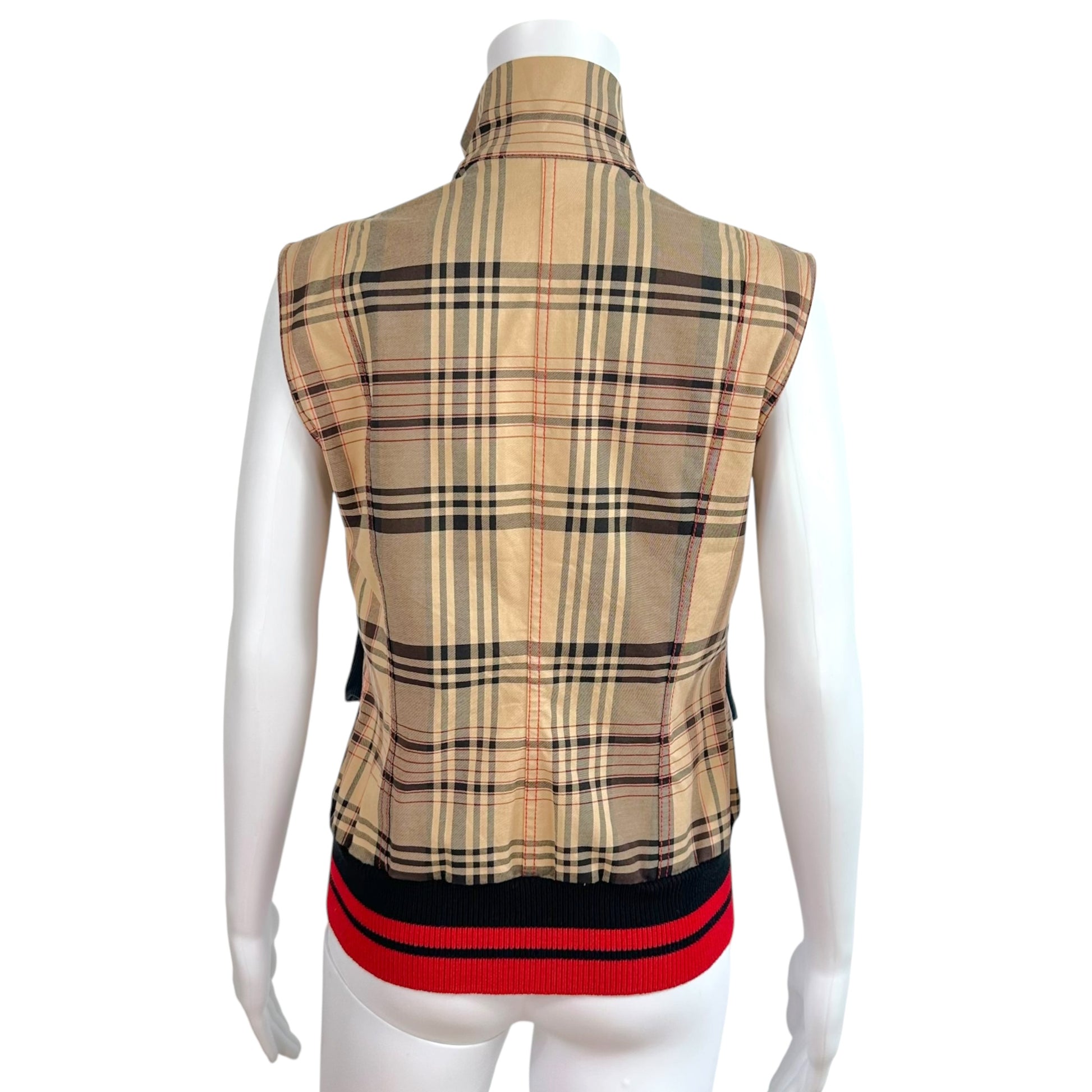 Christian Dior Multi-Pocket Sleeveless Vest Tan Plaid Denim