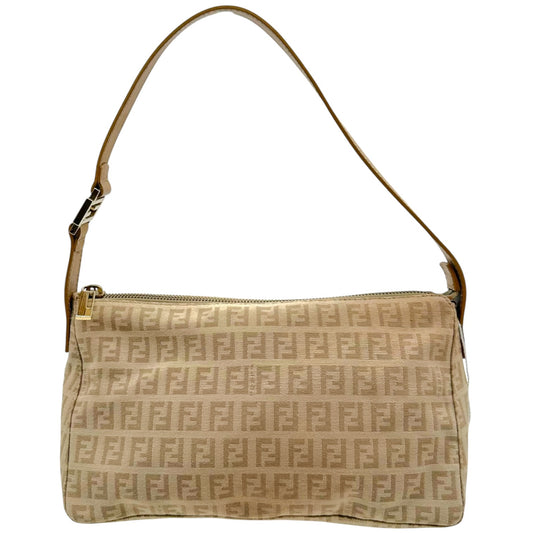 Fendi Beige Zucchino Monogram Shoulder Pochette Bag
