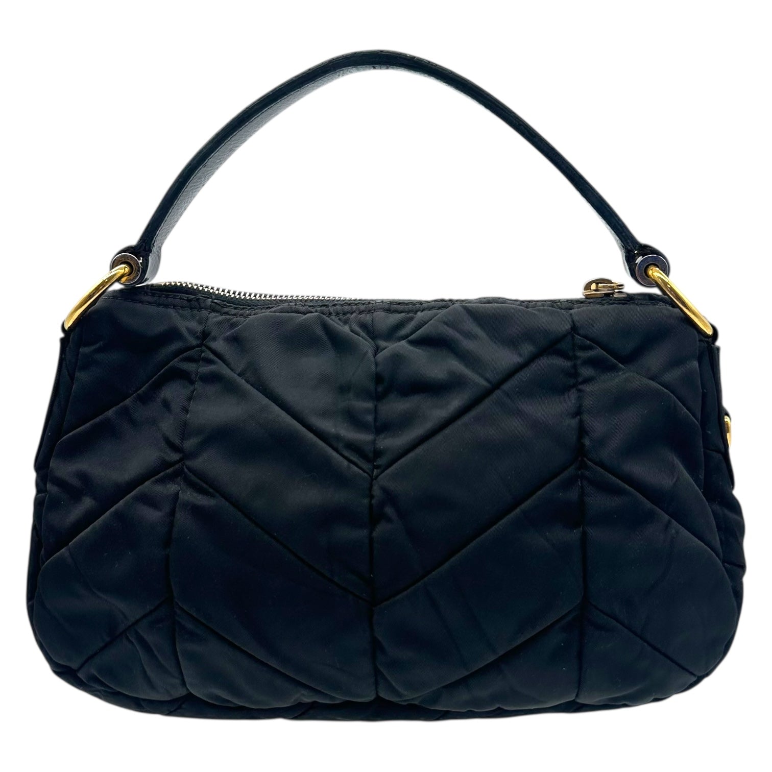 Prada Black & Gold Nylon Quilted Mini Bag - Outfit Repeater