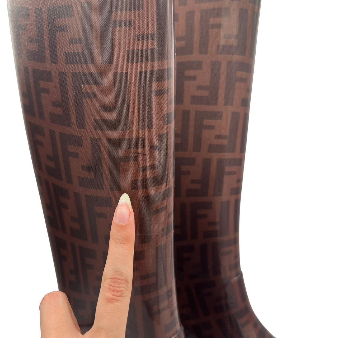 Fendi Purple Zucca Monogram Rain Boots