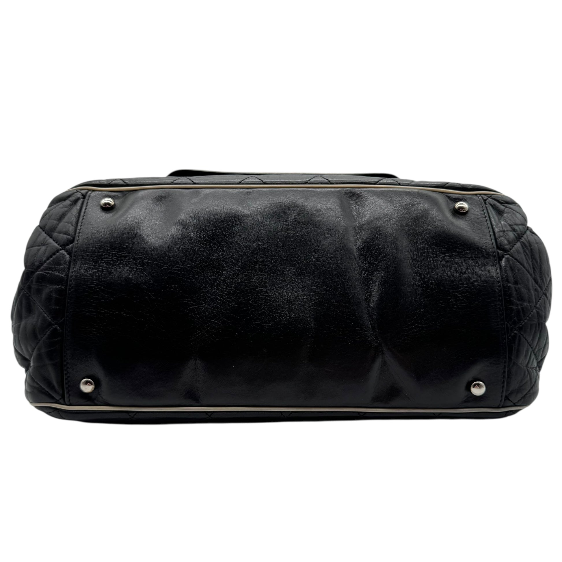 Chanel Black Matelasse Large East West Accordion Flap Bag 2006-08 - Outfit Repeater
