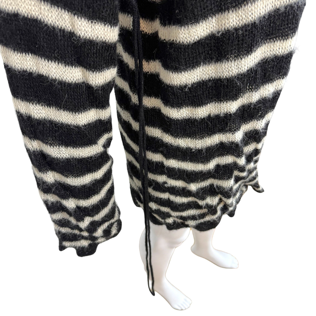 Jean Paul Gaultier Alpaca Knit Black & White Striped Wrap Cardigan
