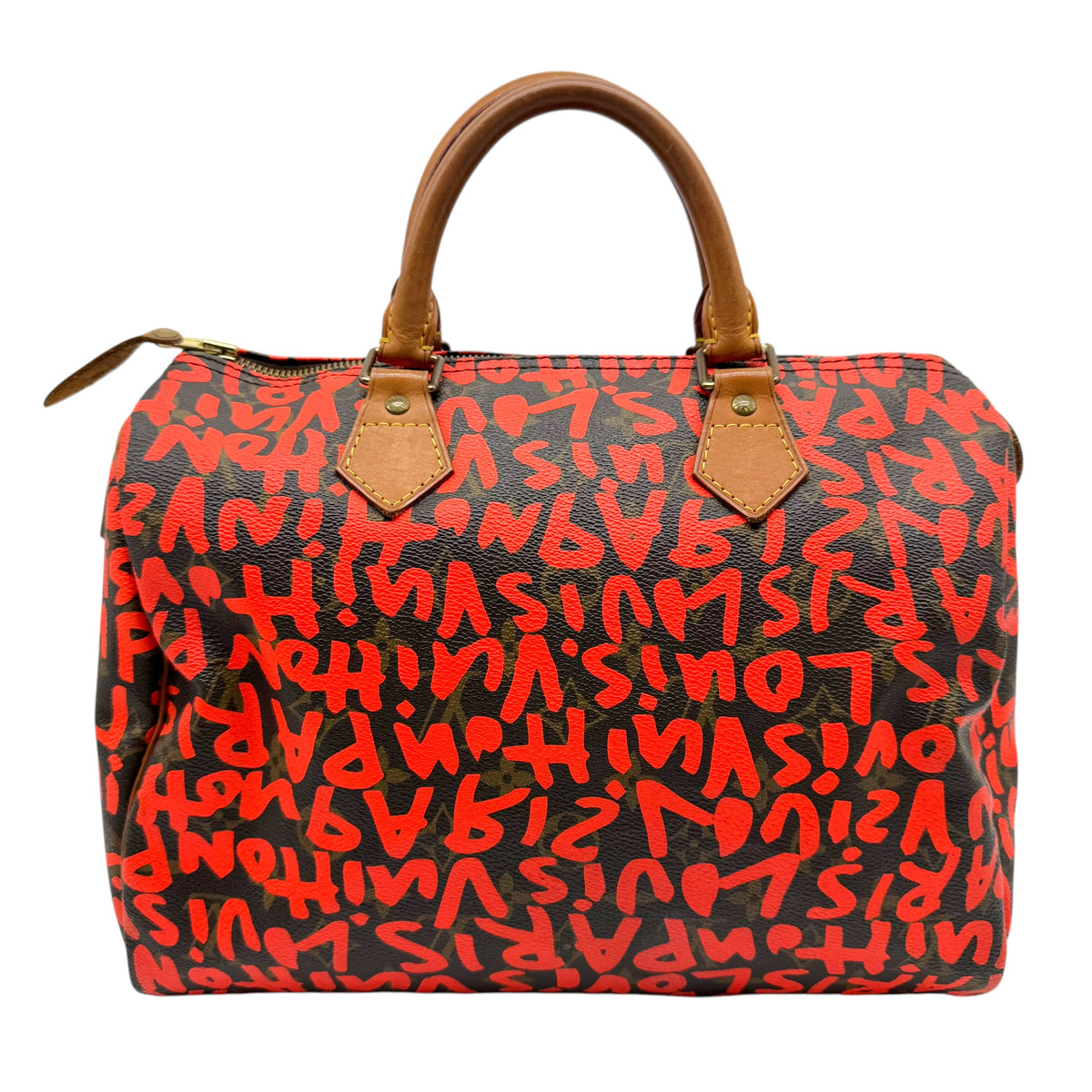 Louis Vuitton Speedy 30 Handbag Orange Graffiti Canvas