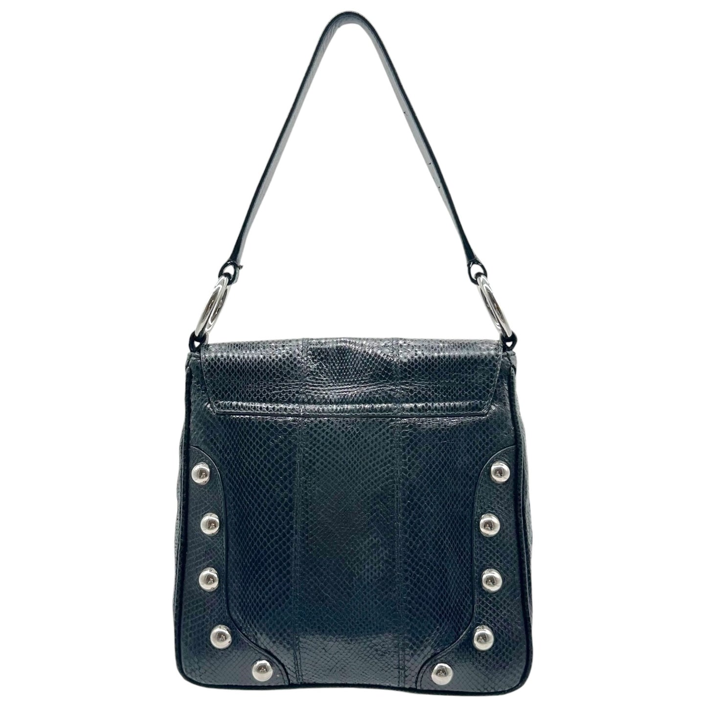 Dolce & Gabbana Black Snakeskin Studded Top Handle Bag