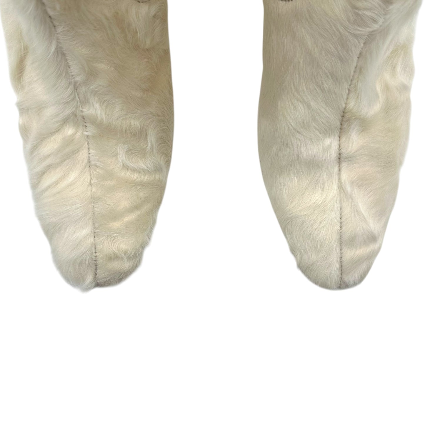 Chanel Ivory Mongolian Lamb Fur Heeled Boots