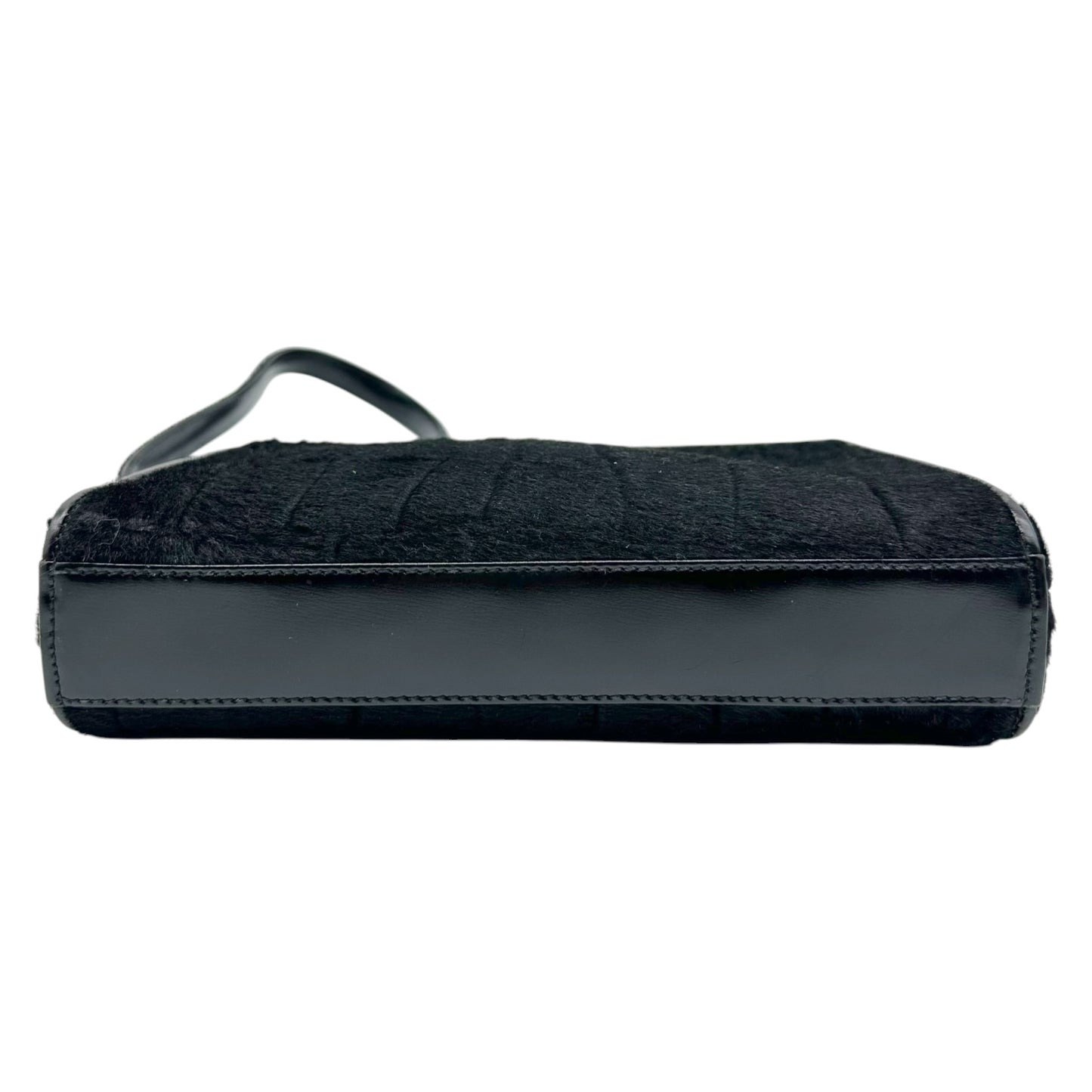 Gucci Black Croc Embossed Ponyhair Shoulder Bag