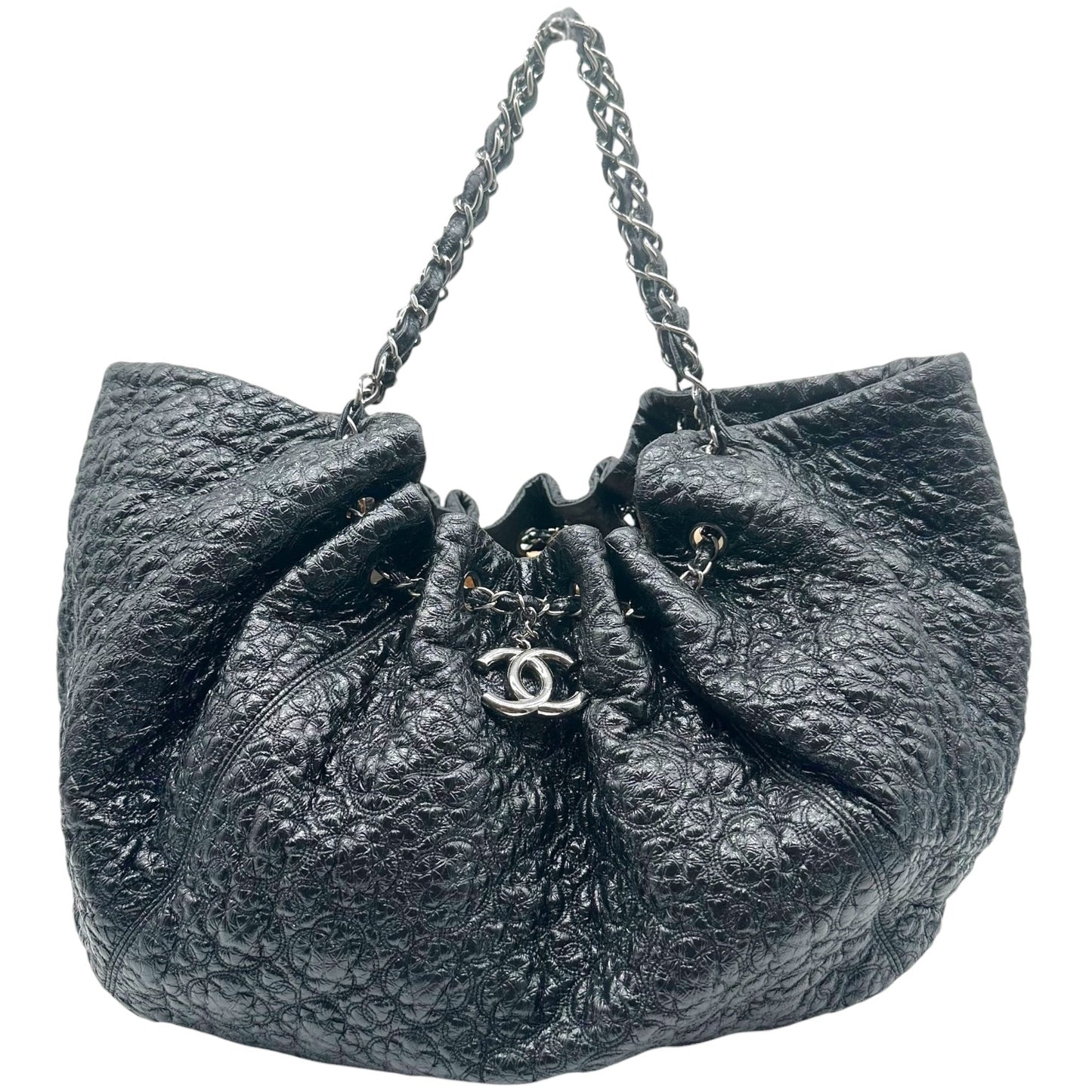 Chanel Black Patent Leather Coco Cabas PM Hobo Tote Bag 2008-09