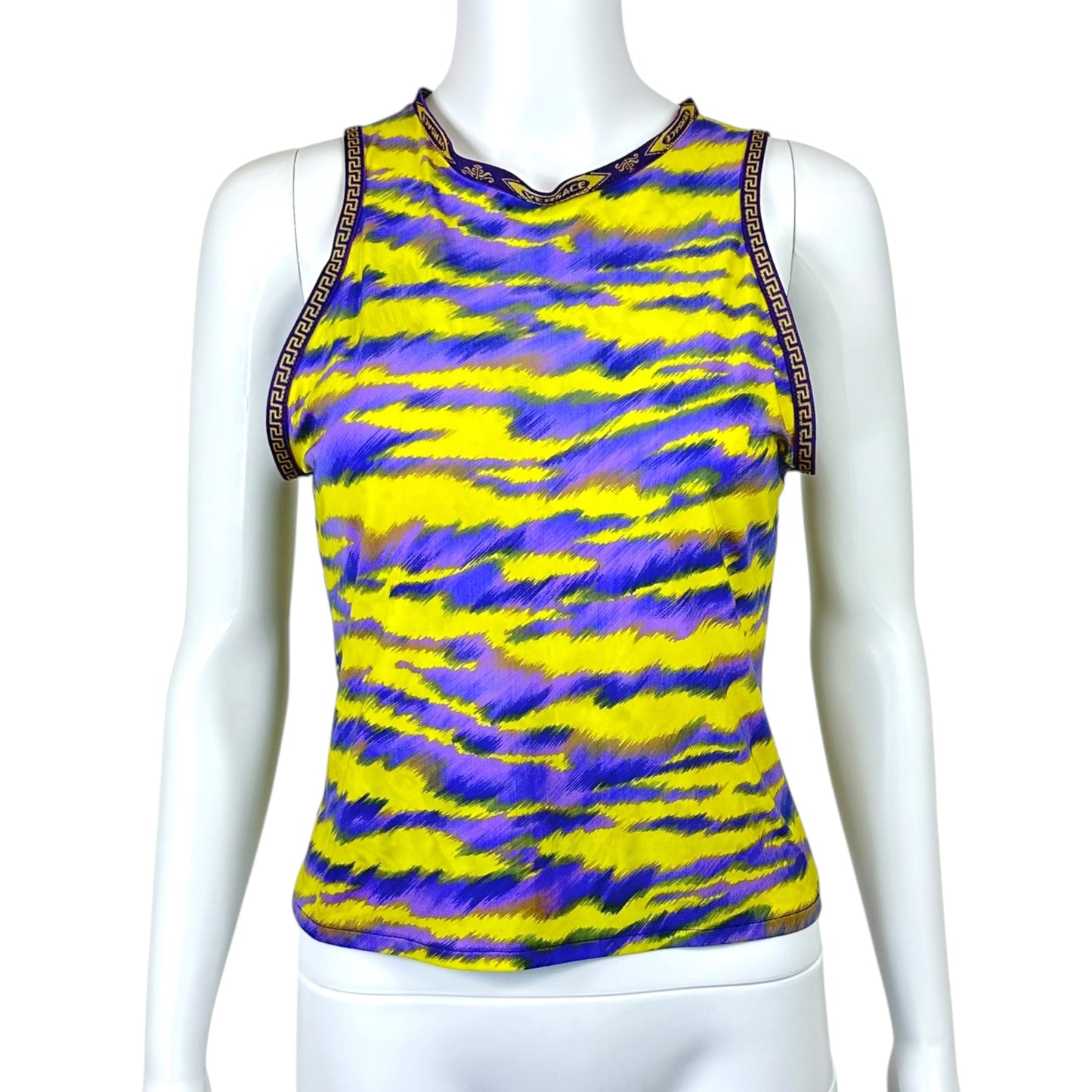Versace Yellow & Purple Zebra Print Tank Top