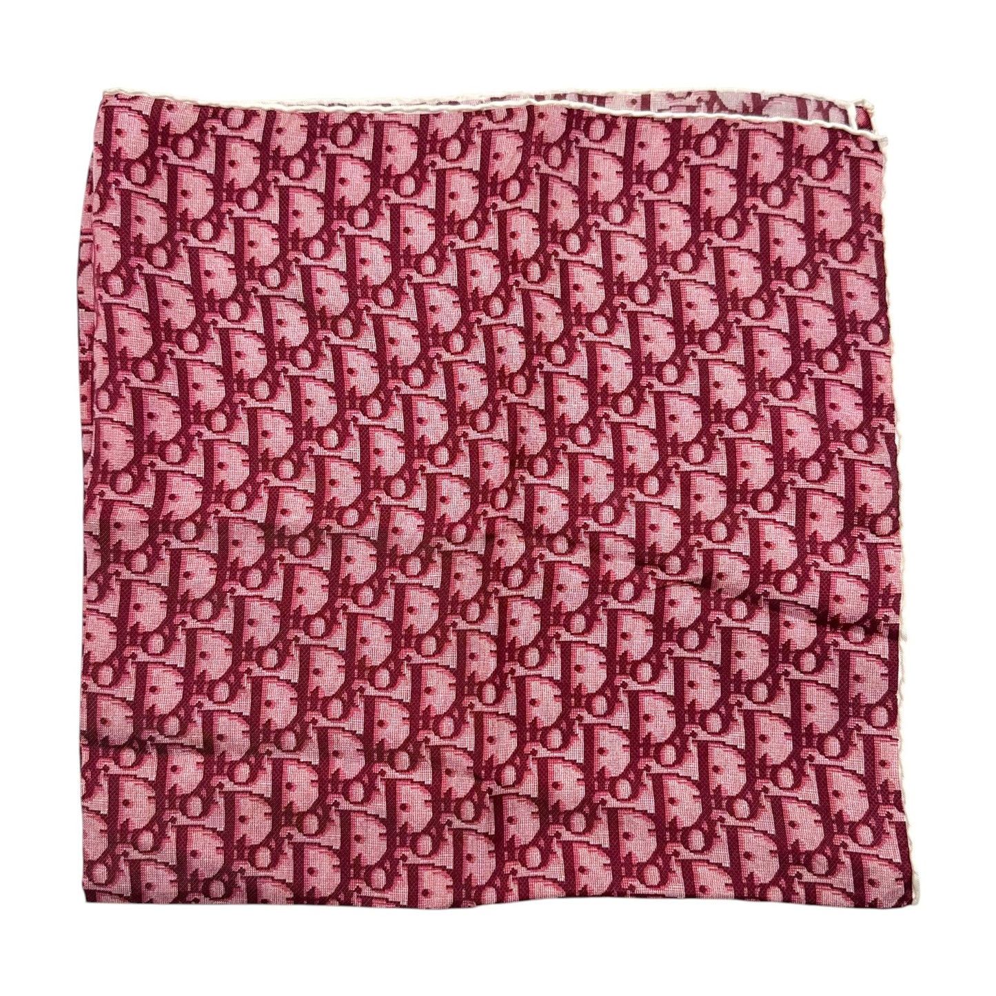Christian Dior Pink & Burgundy Trotter Monogram Square Silk Scarf