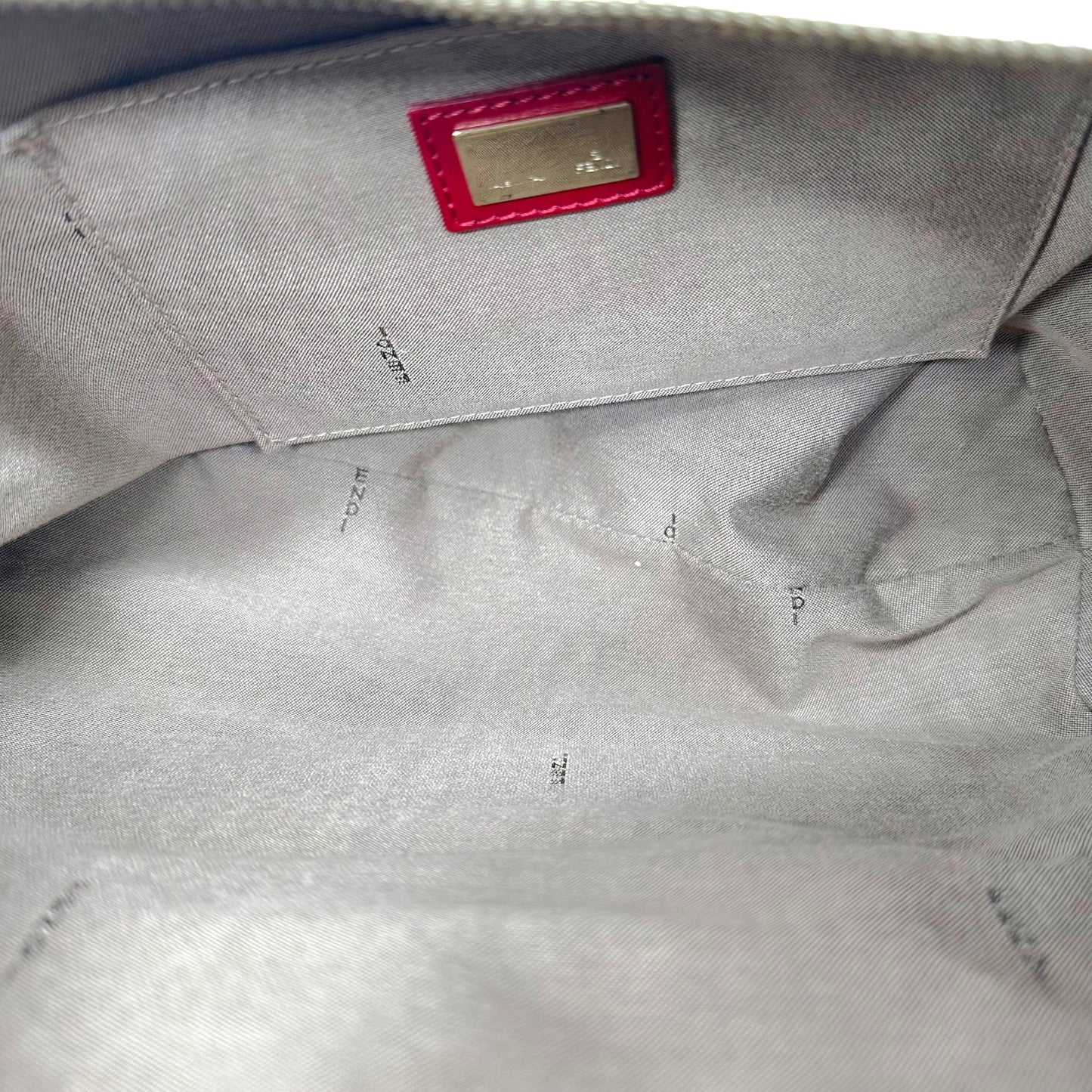 Fendi Tan Zucchino & Red Leather Crescent Hobo Shoulder Bag