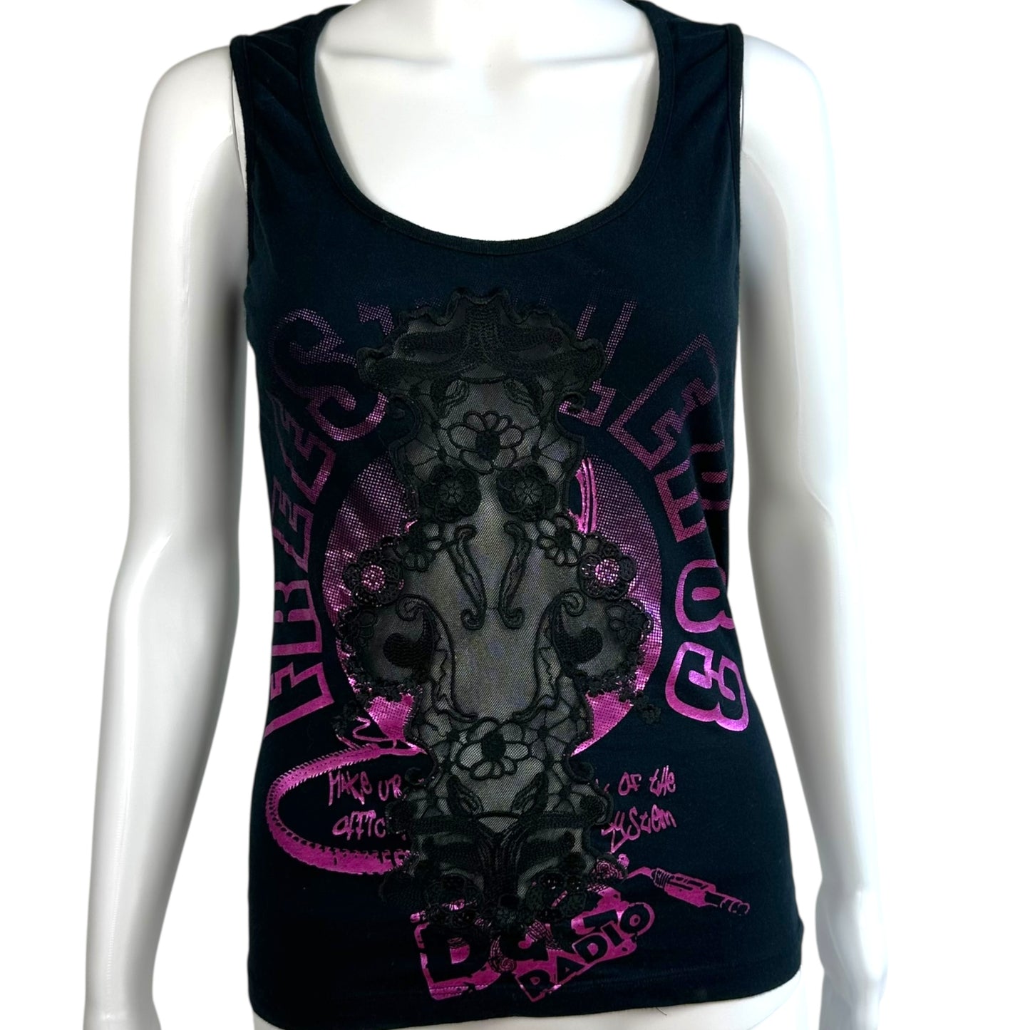D&G Dolce & Gabbana 'D&G Radio' Lace Panel Graphic T-Shirt