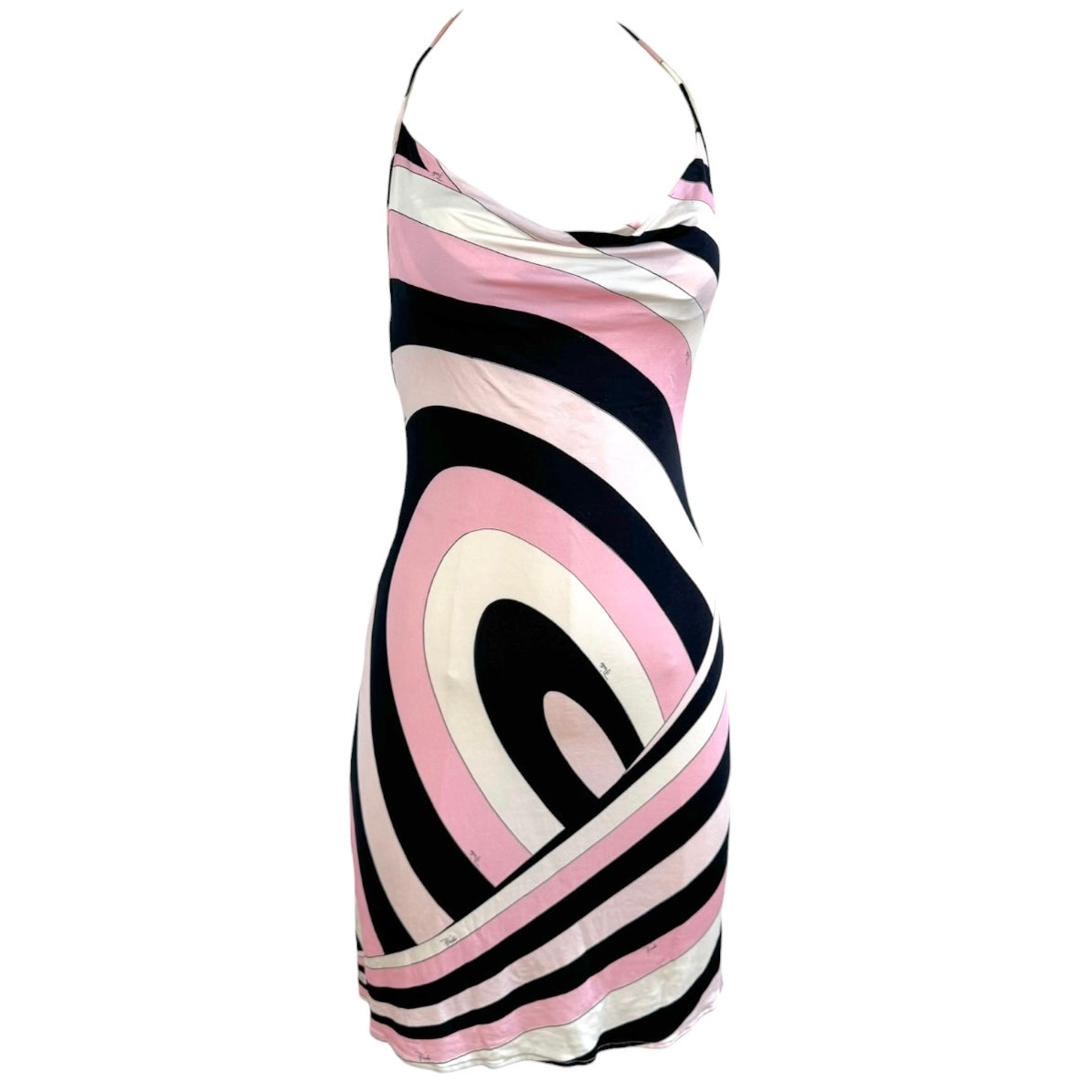 Emilio Pucci Pink Black Printed Halter Mini Dress