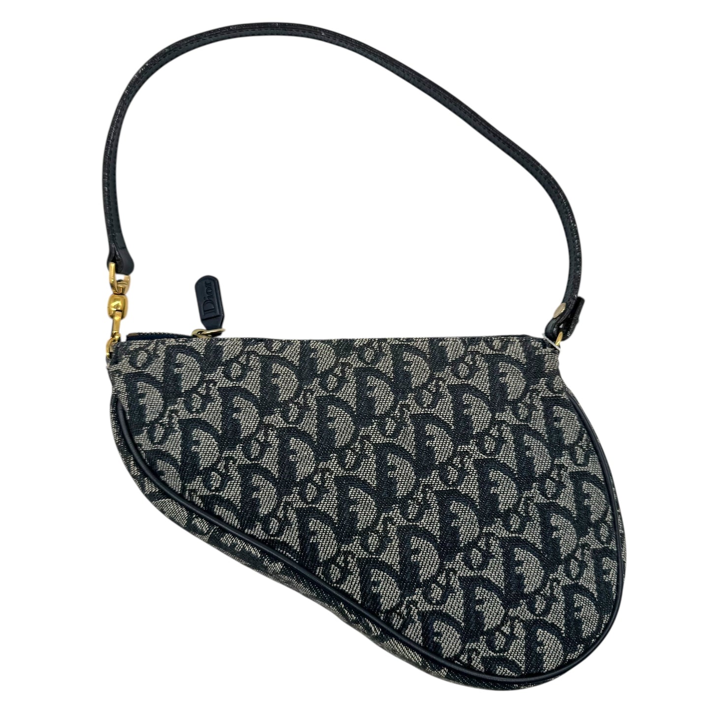 Christian Dior Navy Blue Trotter Monogram Mini Saddle Bag - Outfit Repeater
