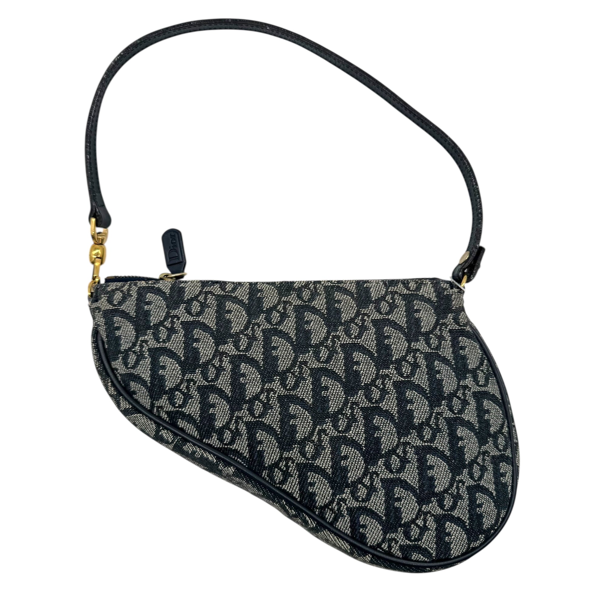 Christian Dior Navy Blue Trotter Monogram Mini Saddle Bag - Outfit Repeater
