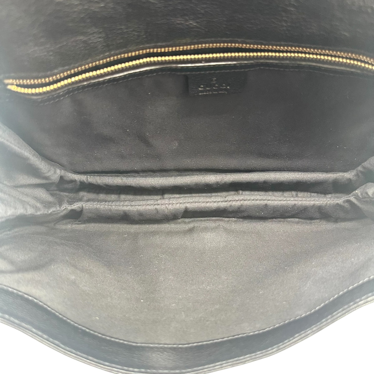 Gucci Shoulder Bag Black Leather Gold GG Logo