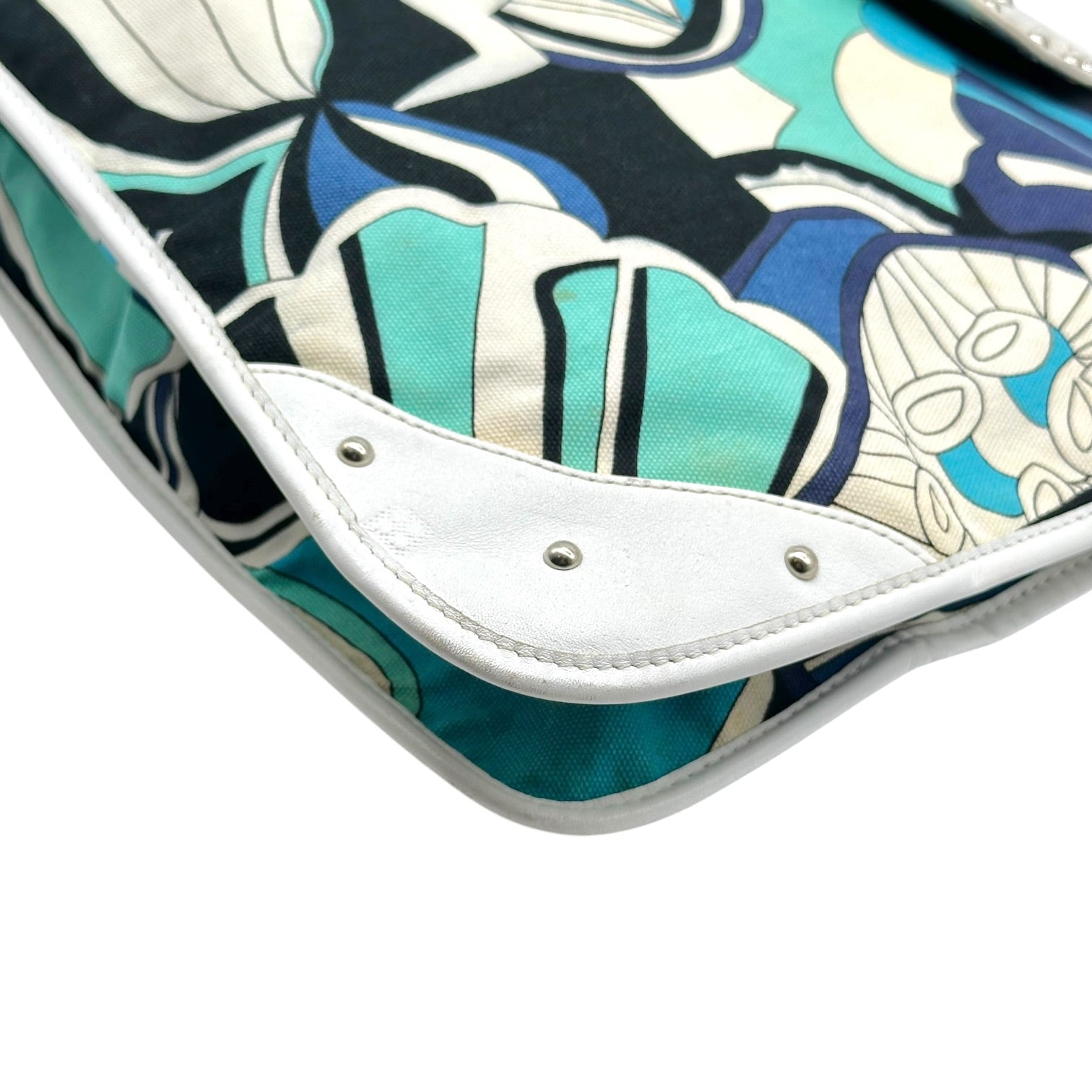 D&G Dolce & Gabbana Blue White Floral Print Shoulder Bag