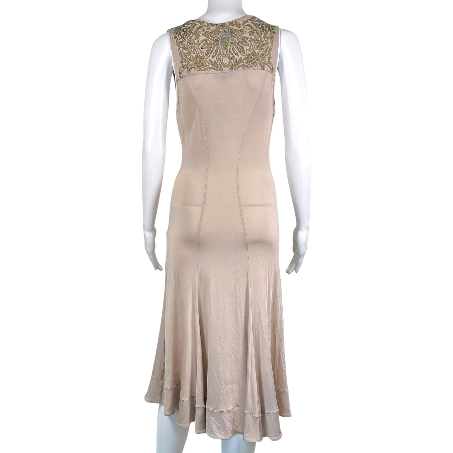 Roberto Cavalli Hand Painted Cowl Neck Midi Dress Purple