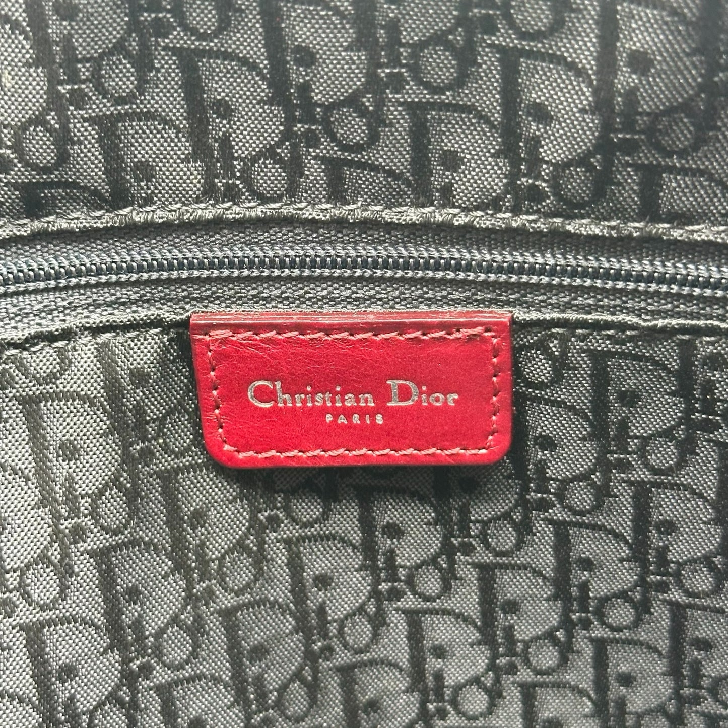 Christian Dior Burgundy Leather Shoulder Bag with Silver Hardware