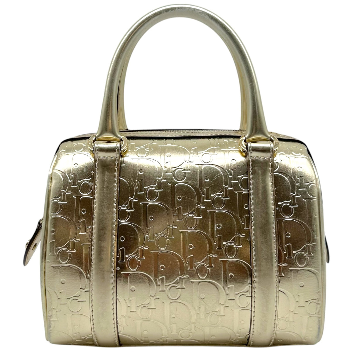 Christian Dior Gold Metallic Trotter Monogram Small Handbag