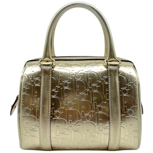 Christian Dior Gold Metallic Trotter Monogram Small Handbag