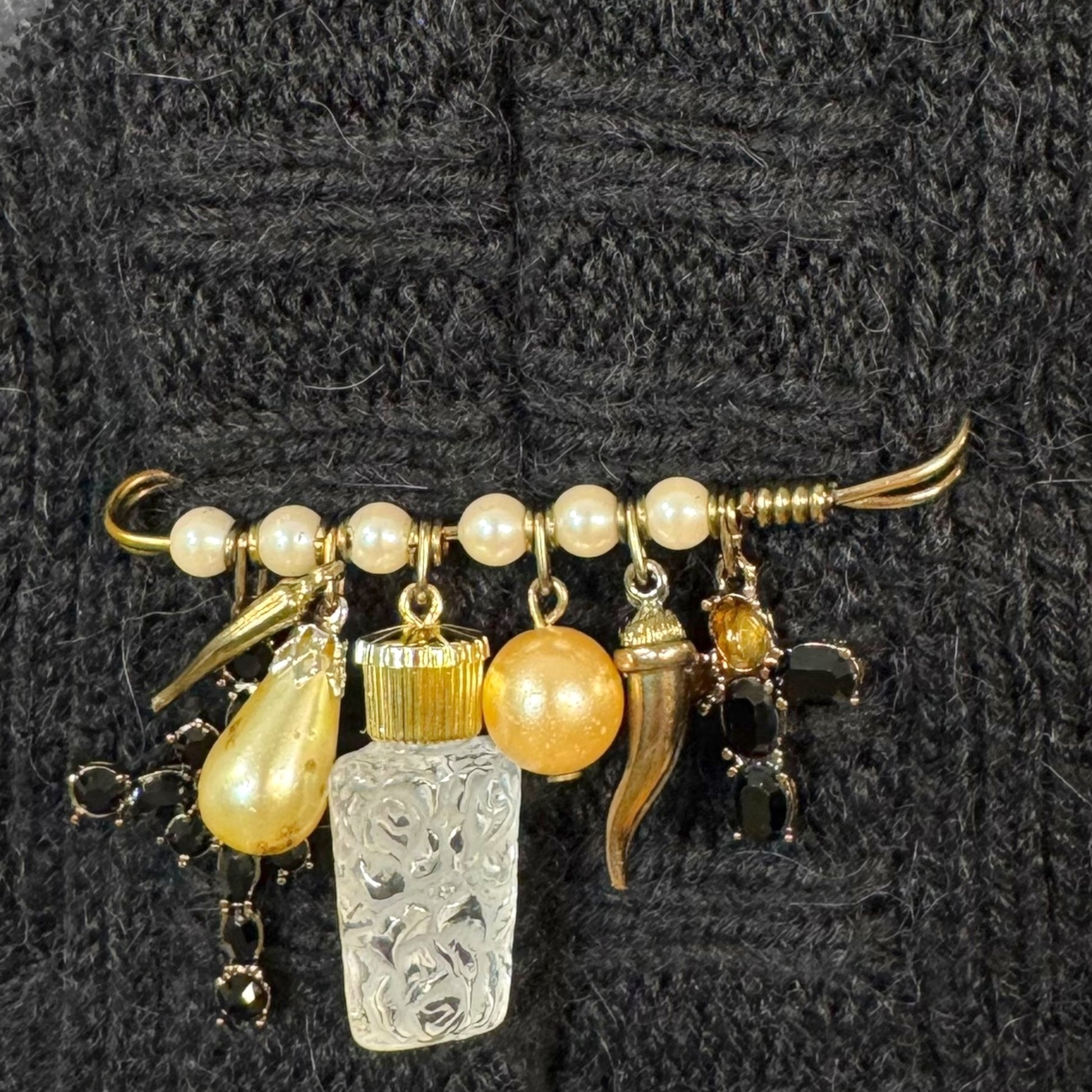 Dolce & Gabbana Black Wool Safety Pin Brooch Cardigan - Outfit Repeater