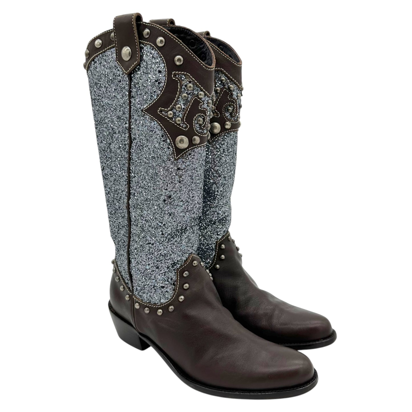 Moschino Jeans Glitter Cowboy Boots