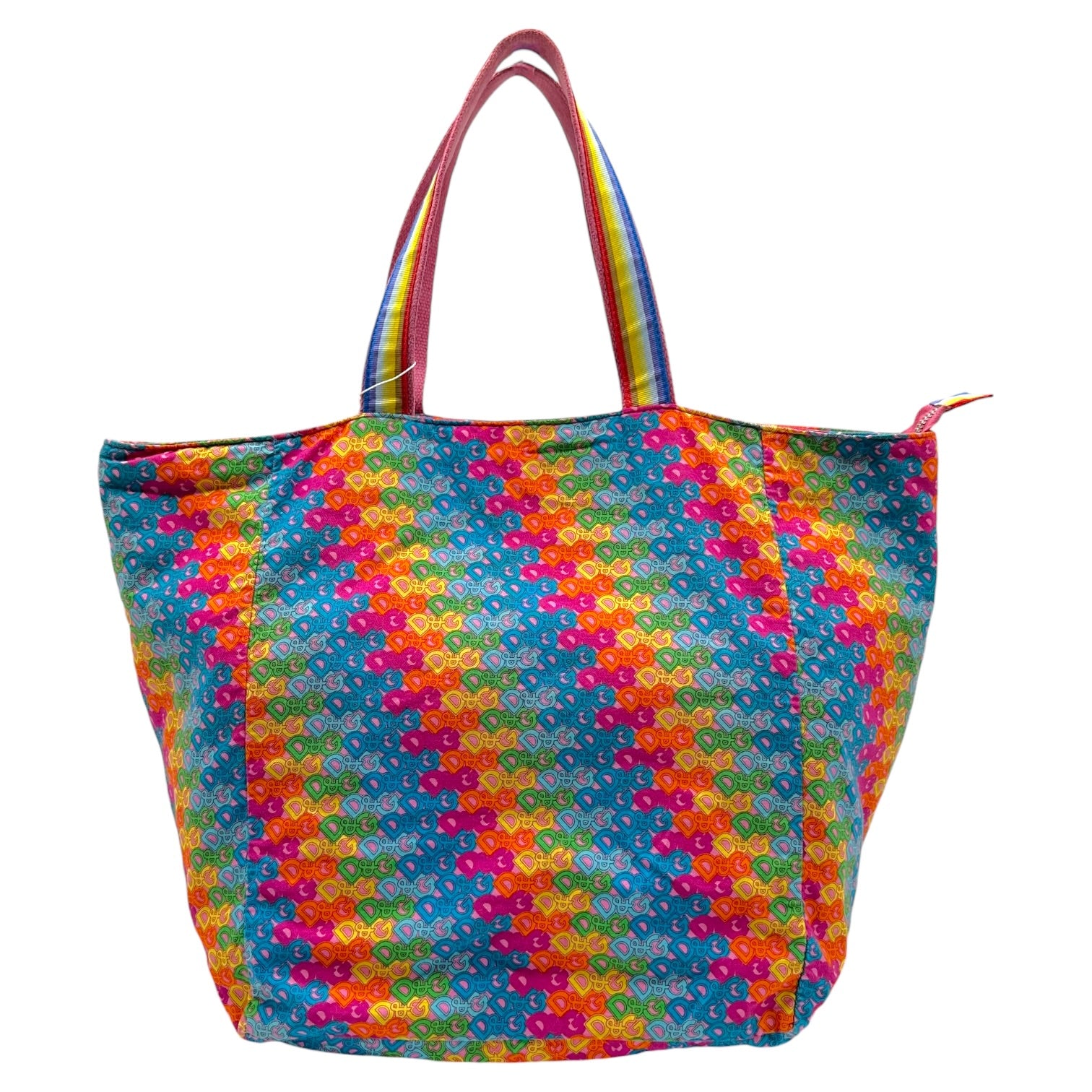 D&G Beach Tote Bag Rainbow Logo Durable Fabric