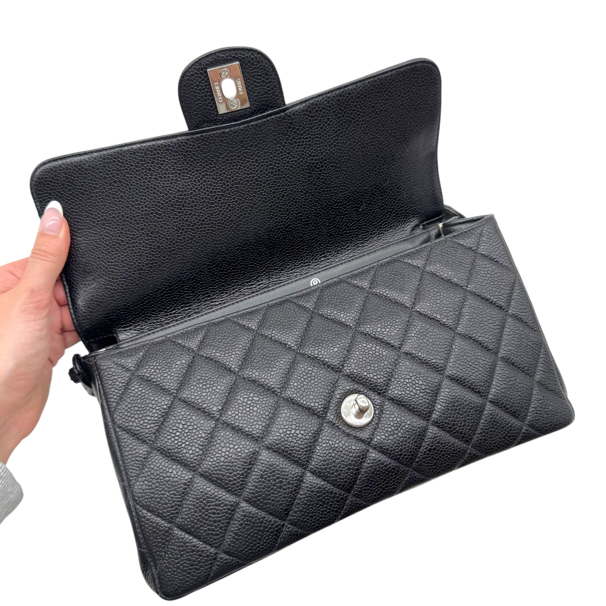 Chanel Black Caviar Leather Medium Flap Bag