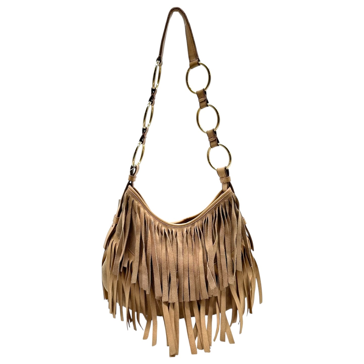 Yves Saint Laurent by Tom Ford Tan Suede Fringe Shoulder Bag