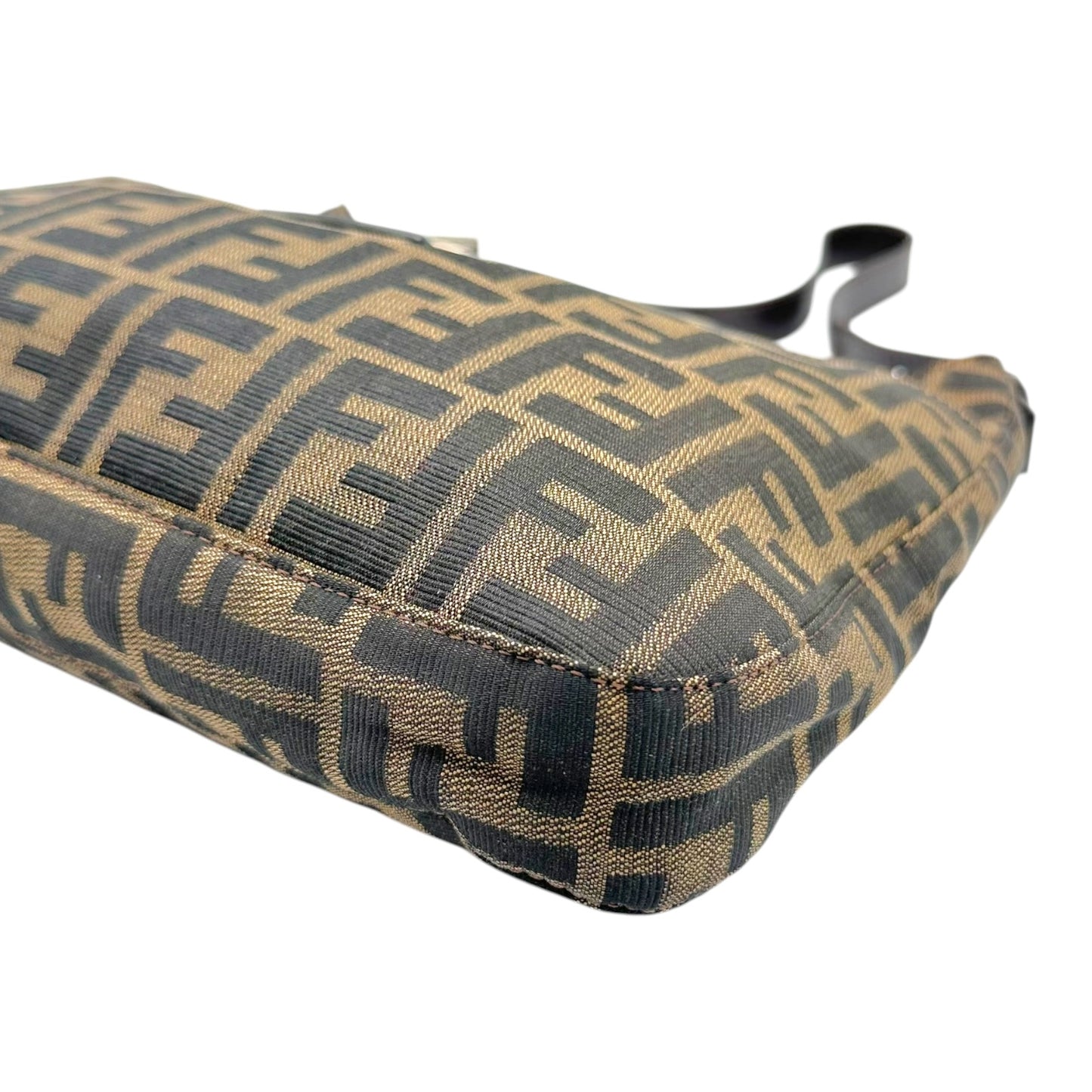 Fendi Brown Classic Zucca Monogram Shoulder Baguette Bag