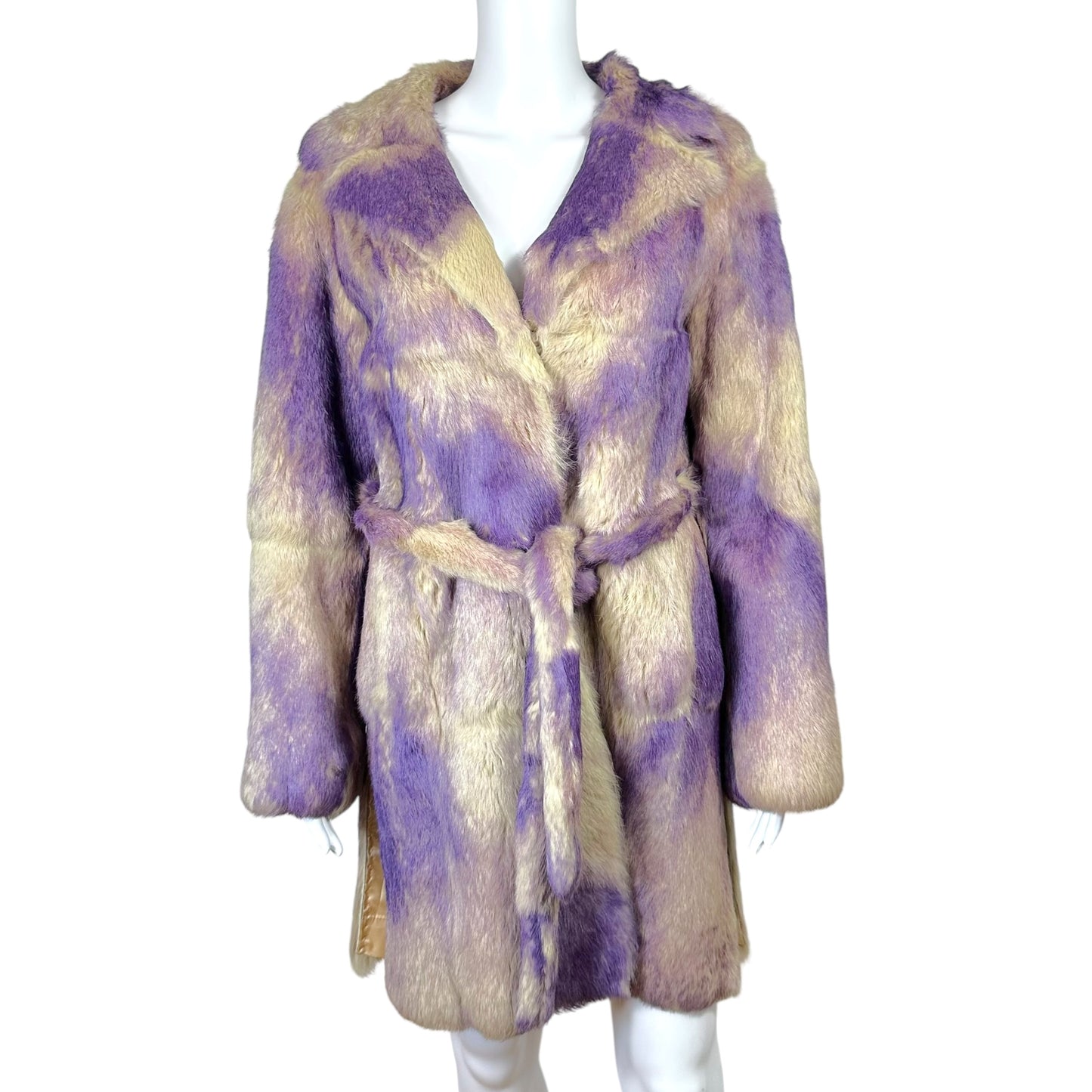 Versace Jeans Couture Purple Dyed Rabbit Fur Mid-Length Coat
