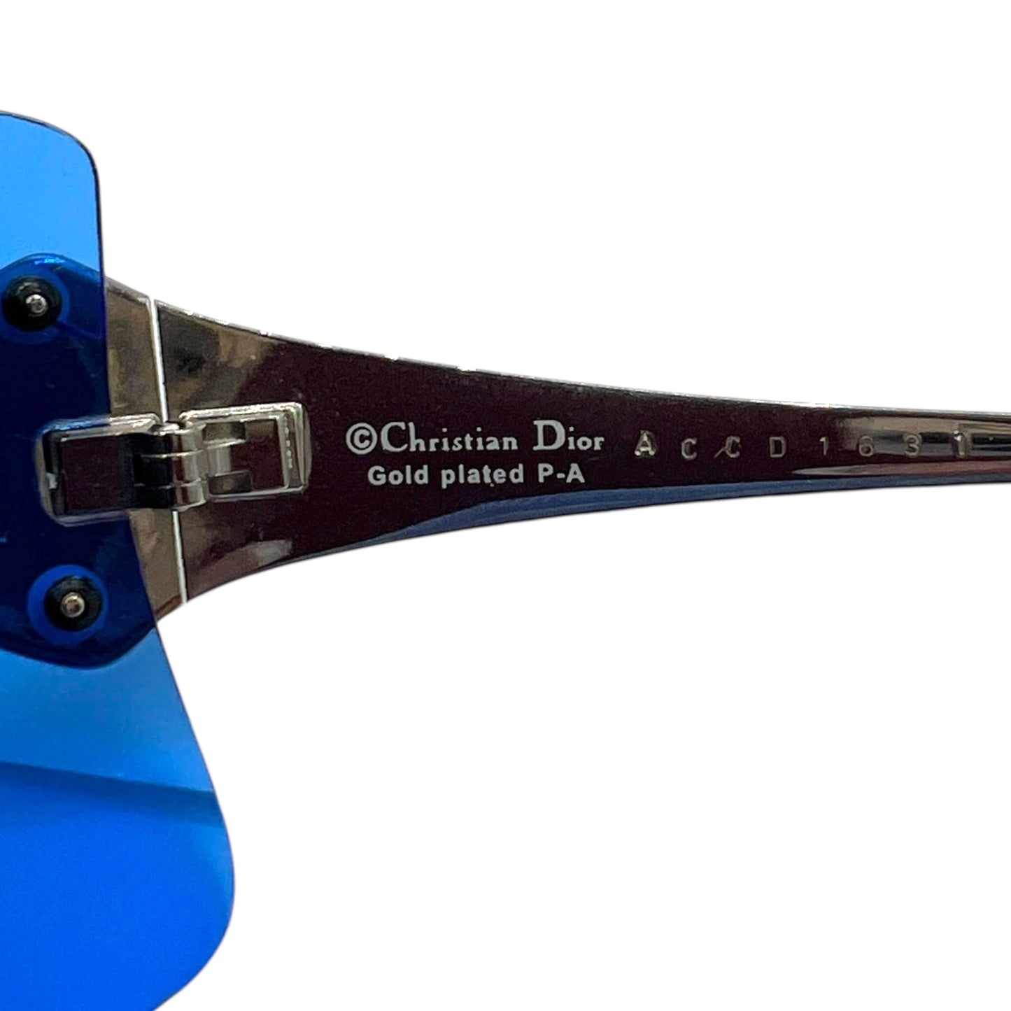 Christian Dior Bright Blue Crystal Embellished Rimless Shield Sunglasses w/ Case