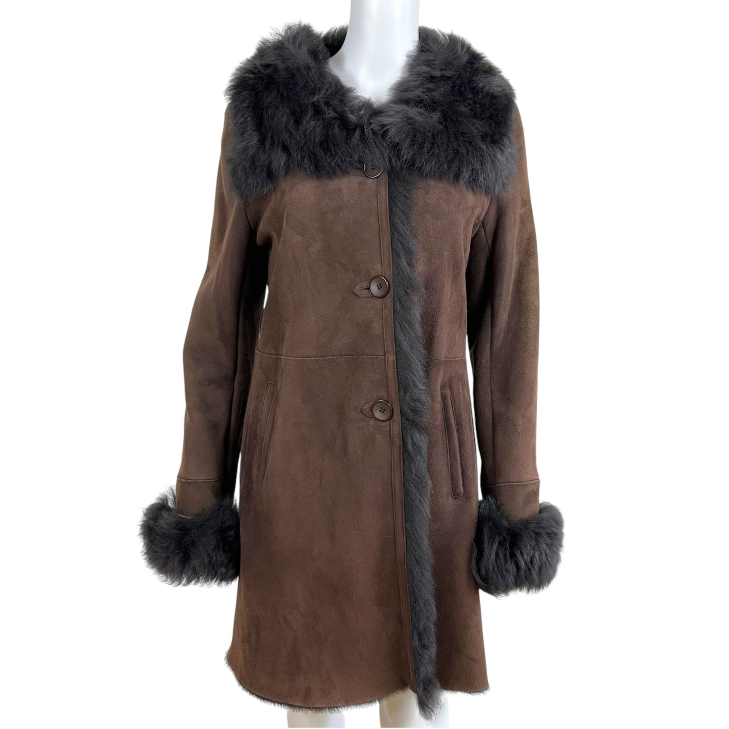 Balmain Brown Sheepskin Fur Trench Coat - Outfit Repeater
