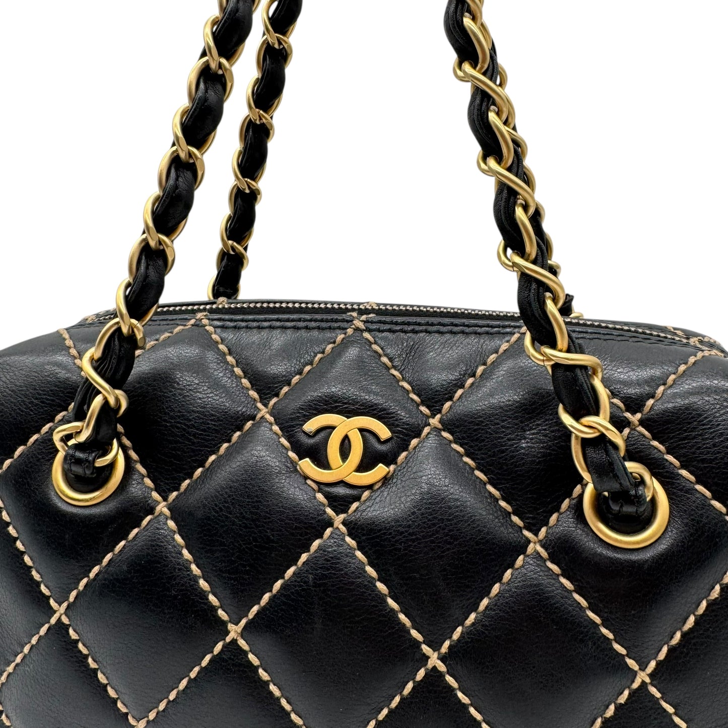 Chanel Black Wild Stitch Surpique Bowler Bag 2003-04 - Outfit Repeater
