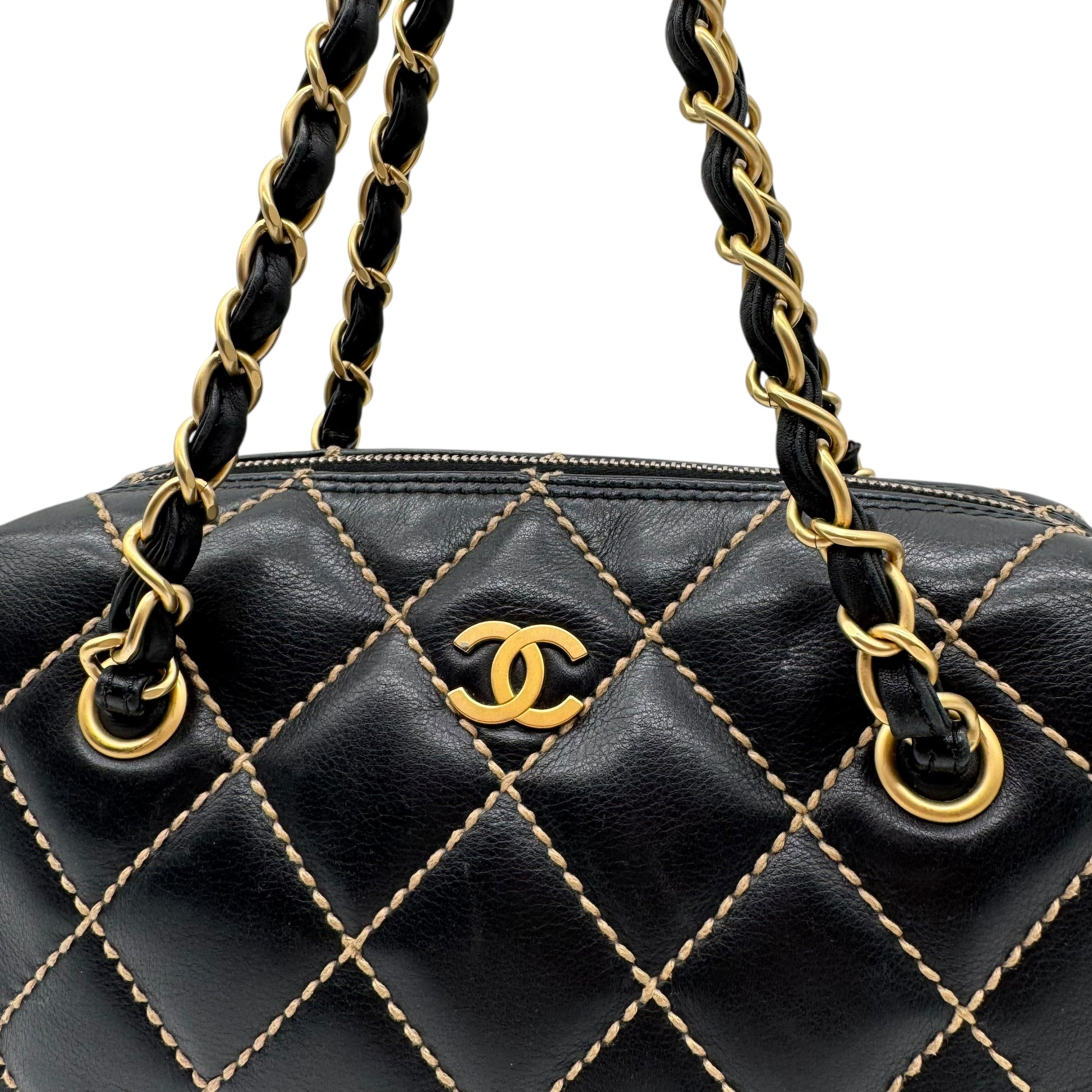 Chanel Black Wild Stitch Surpique Bowler Bag 2003-04 - Outfit Repeater