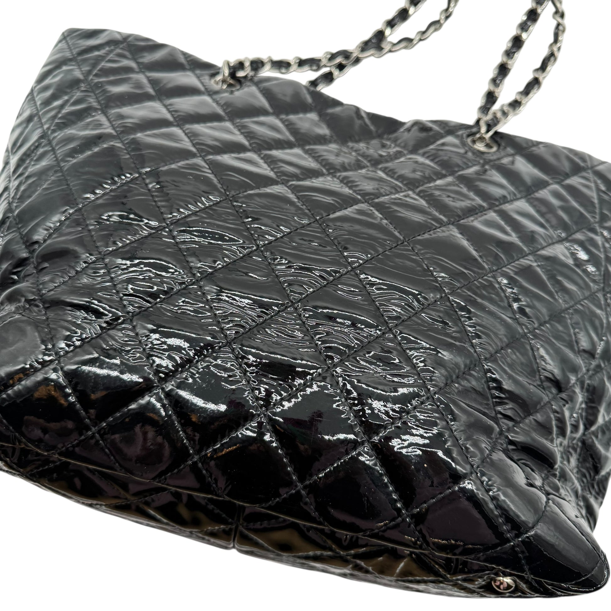 Chanel Black Patent Matelasse Quilted Leather Chain Strap Tote Bag 2009-10 - Outfit Repeater